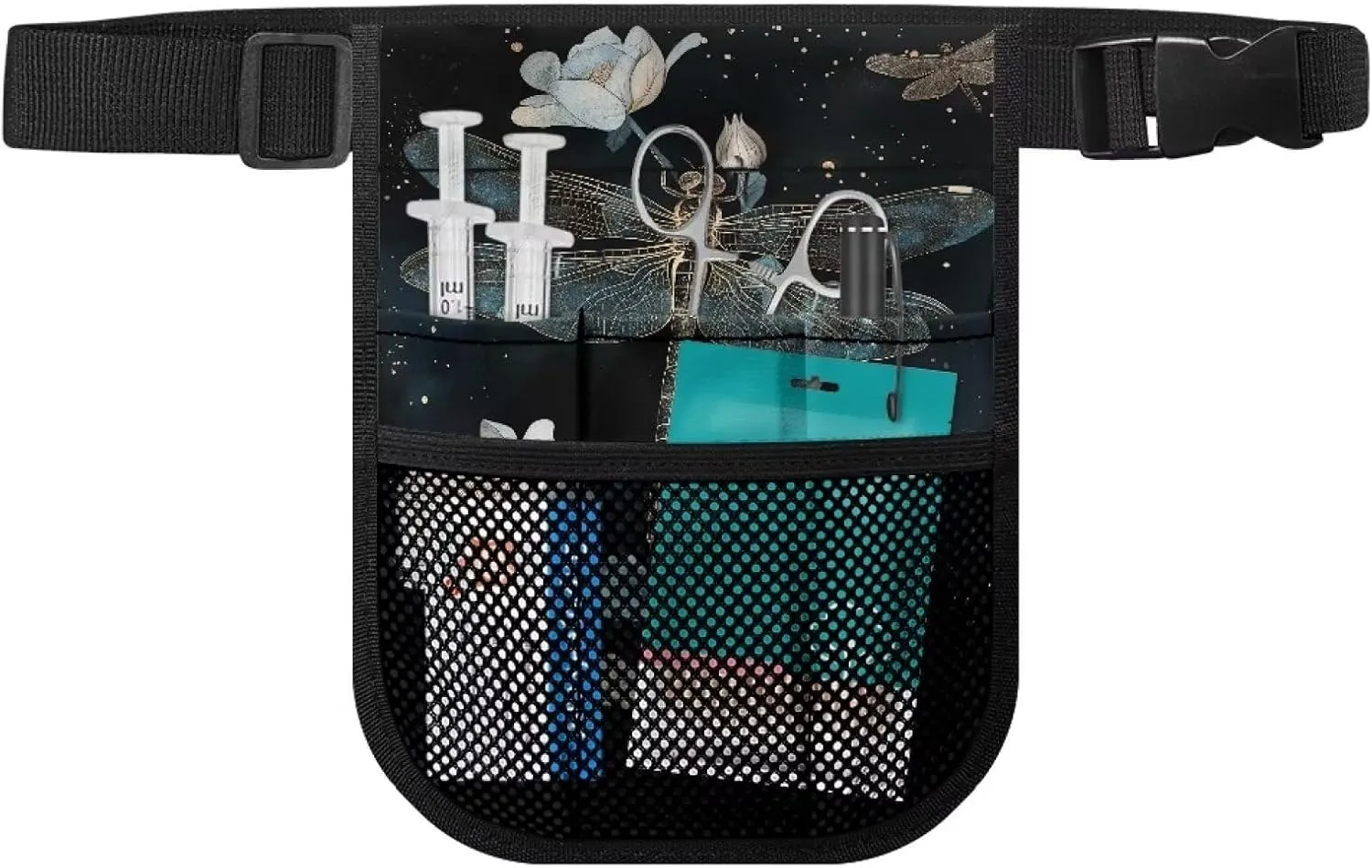 Rnyleeg Floral Dragonfly Nurse Fanny Pack,Nurse Waist Bag with Tape Holder,Nurse Tool Belt Storage for Stethoscopes,Bandage Scissors and Other Medical Supplies