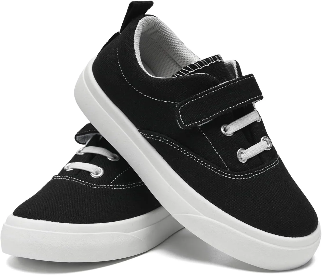 rosyclo Canvas Sneakers for Boys and Girls, Toddler Kids Walking Shoes Lightweight Breathable Non-Slip Soft Adjustable Strap Baby Boy Girl Outdoor Casual Tennis Shoe for Little Big Kid