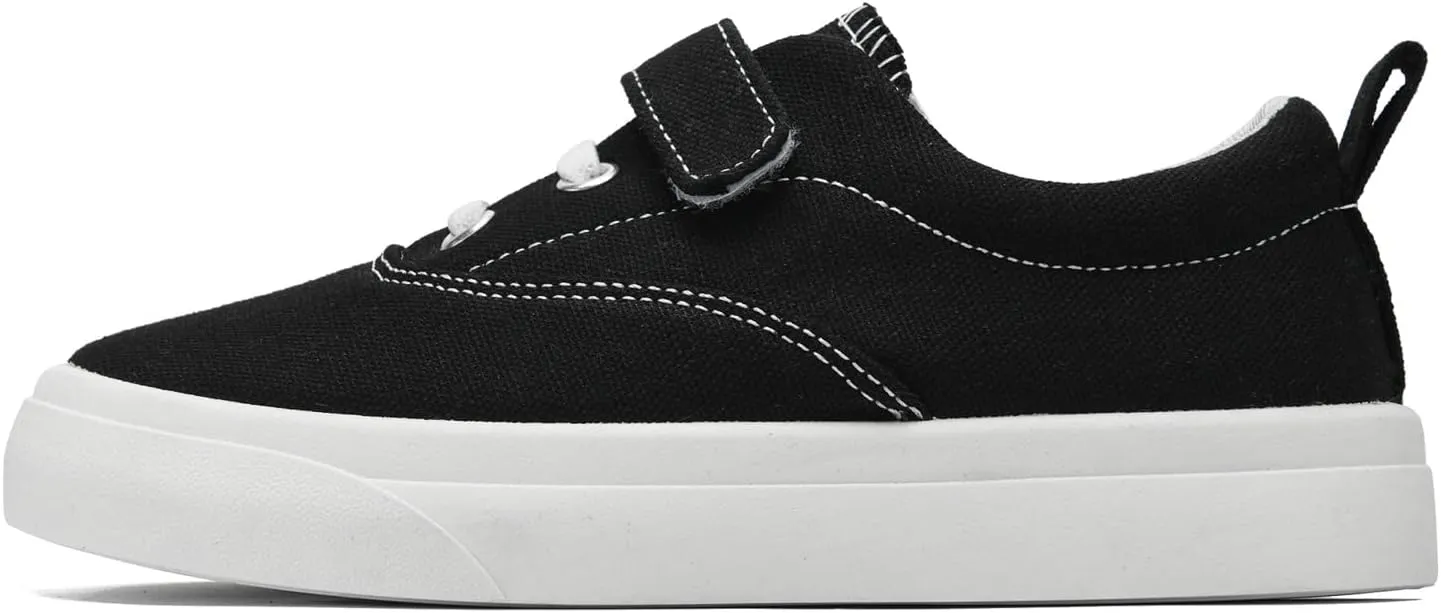 rosyclo Canvas Sneakers for Boys and Girls, Toddler Kids Walking Shoes Lightweight Breathable Non-Slip Soft Adjustable Strap Baby Boy Girl Outdoor Casual Tennis Shoe for Little Big Kid