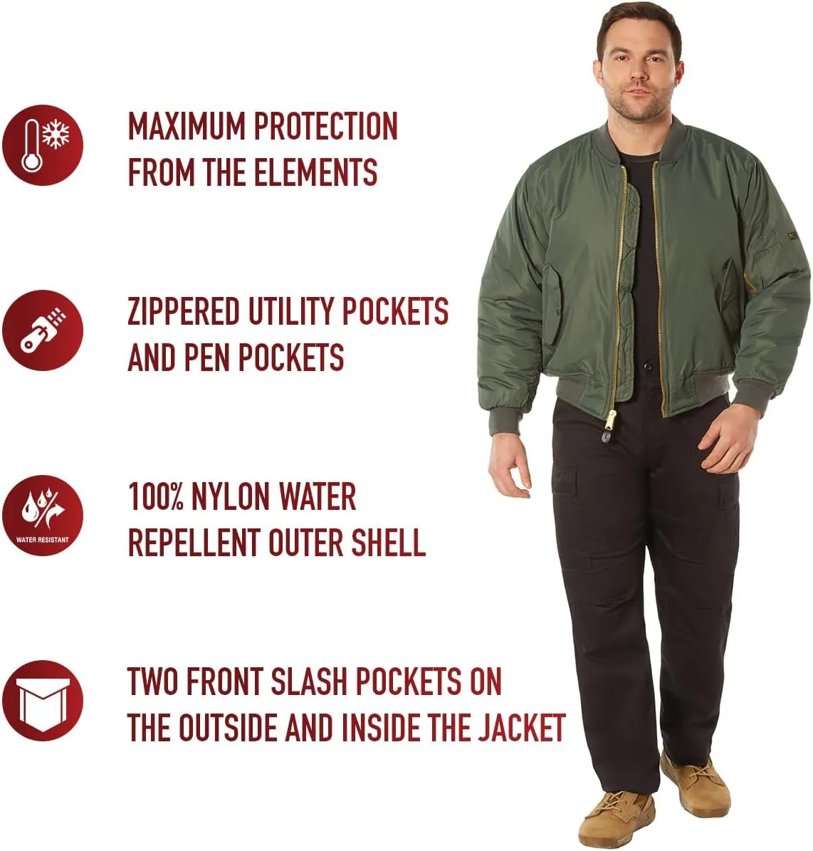 Rothco Enhanced Nylon MA-1 Flight Jacket - Classic Style
