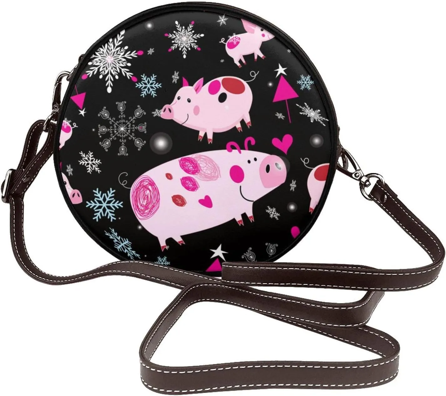 Round Crossbody Shoulder Bag Circle Purse Handbags for Women Small Fashion Clutch Evening Wallet