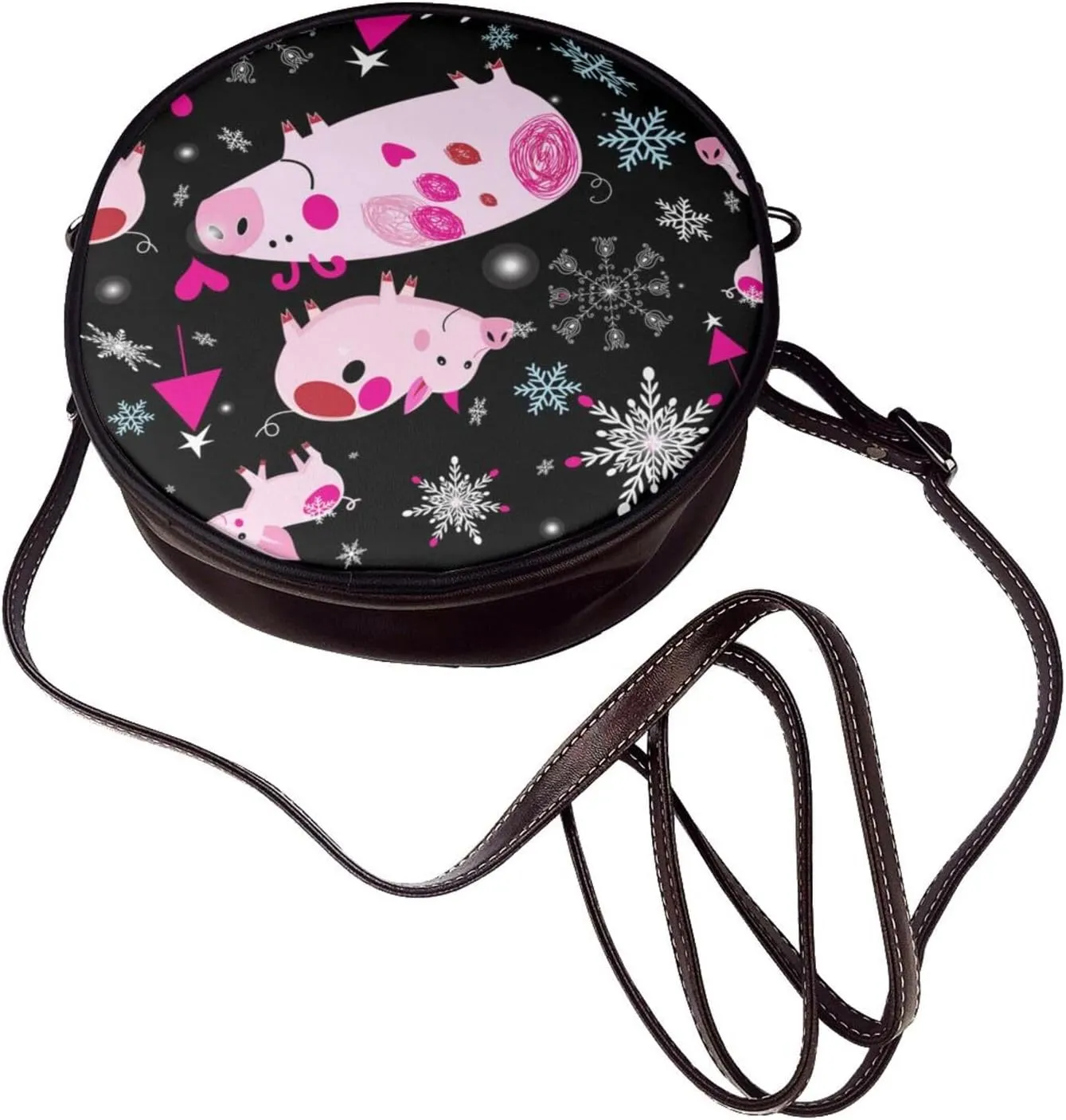Round Crossbody Shoulder Bag Circle Purse Handbags for Women Small Fashion Clutch Evening Wallet