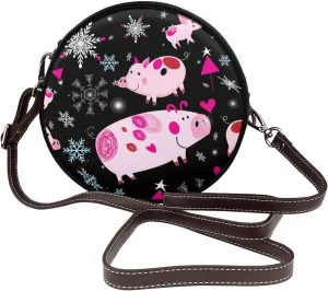 Round Crossbody Shoulder Bag Circle Purse Handbags for Women Small Fashion Clutch Evening Wallet