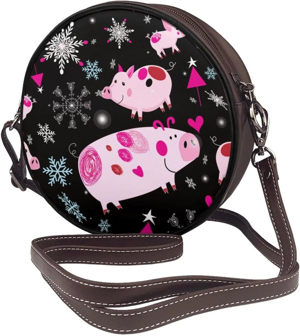 Round Crossbody Shoulder Bag Circle Purse Handbags for Women Small Fashion Clutch Evening Wallet