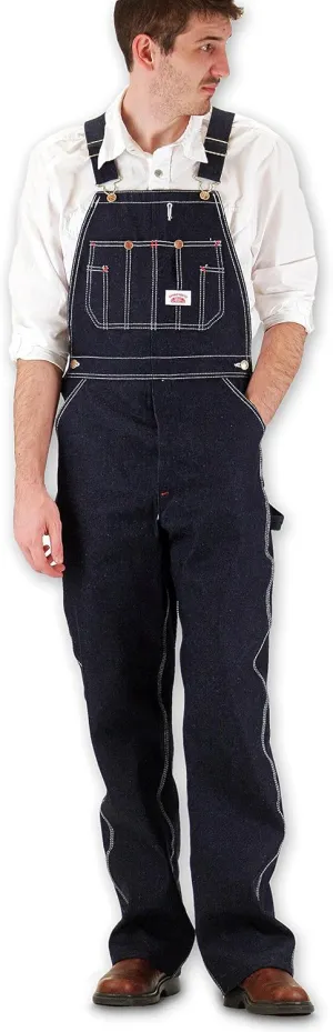 Round House Mens Classic Blues Denim - Button Fly - Overalls - Made in USA (Denim 74W x 34L)