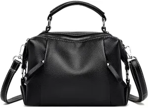 ROUROU Boston Bag for Women Top Handle Handbag Large Capacity Shoulder Bag Leather Crossbody Bag Retro Purse