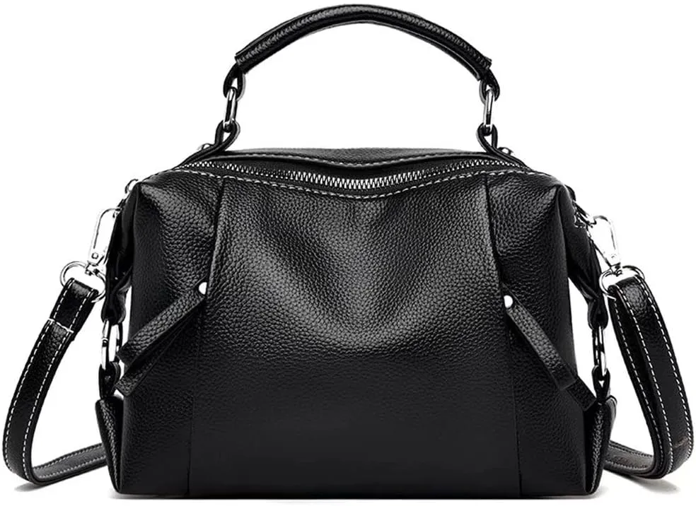 ROUROU Boston Bag for Women Top Handle Handbag Large Capacity Shoulder Bag Leather Crossbody Bag Retro Purse