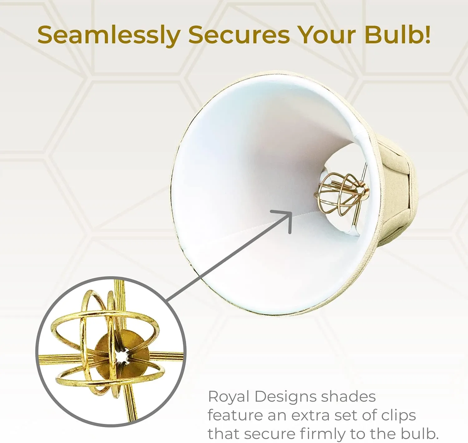 Royal Designs, Inc. "True Bell Lamp Shade with Flame Clip, Linen Beige, 3"" x 6"" x 6.25""" (BS-704FC-6LNBG)