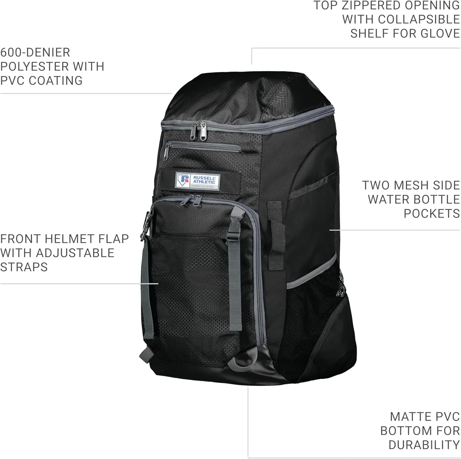 Russell Athletic Diamond Gear Backpack Black OS