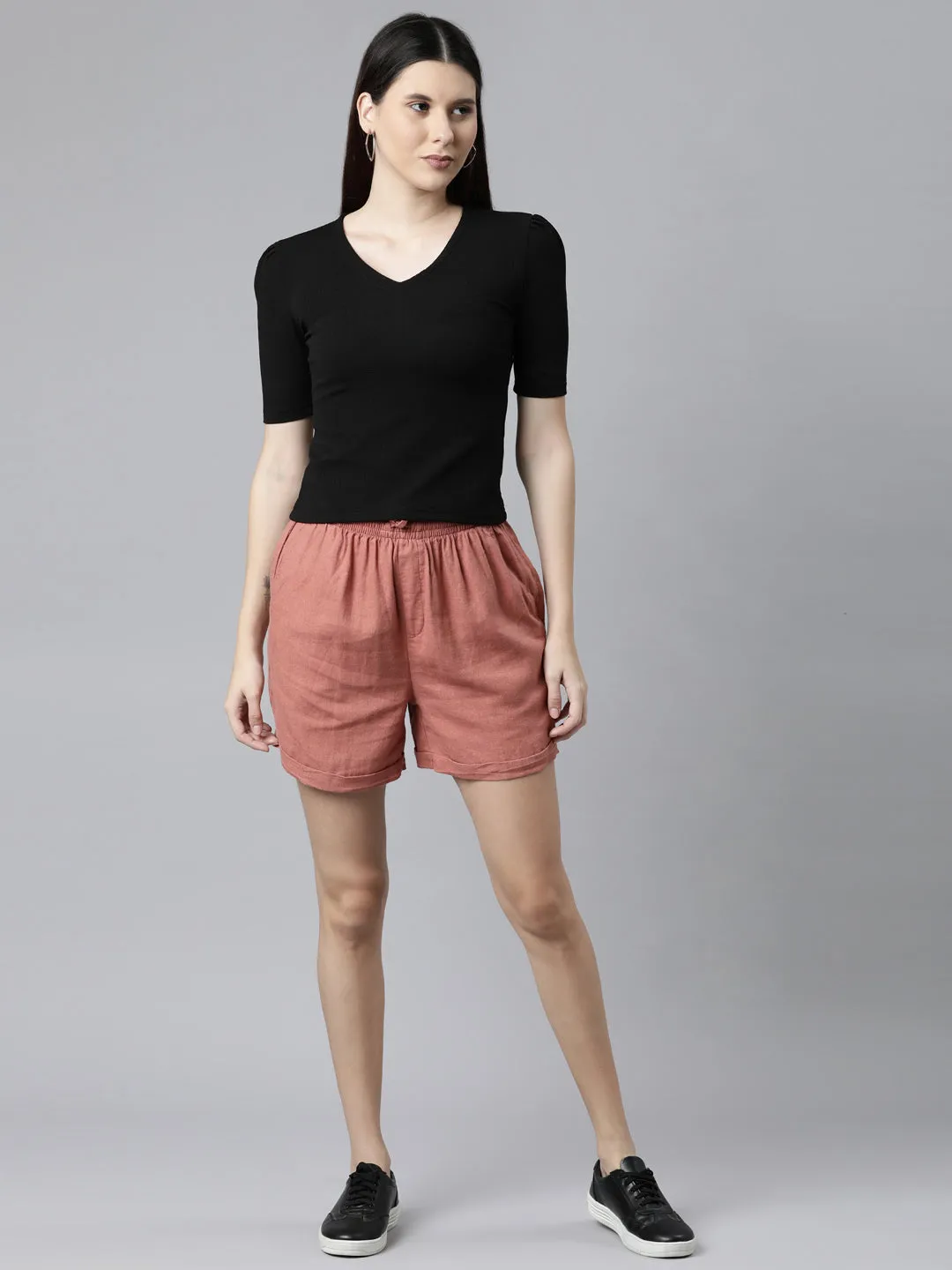 Rust Linen Shorts