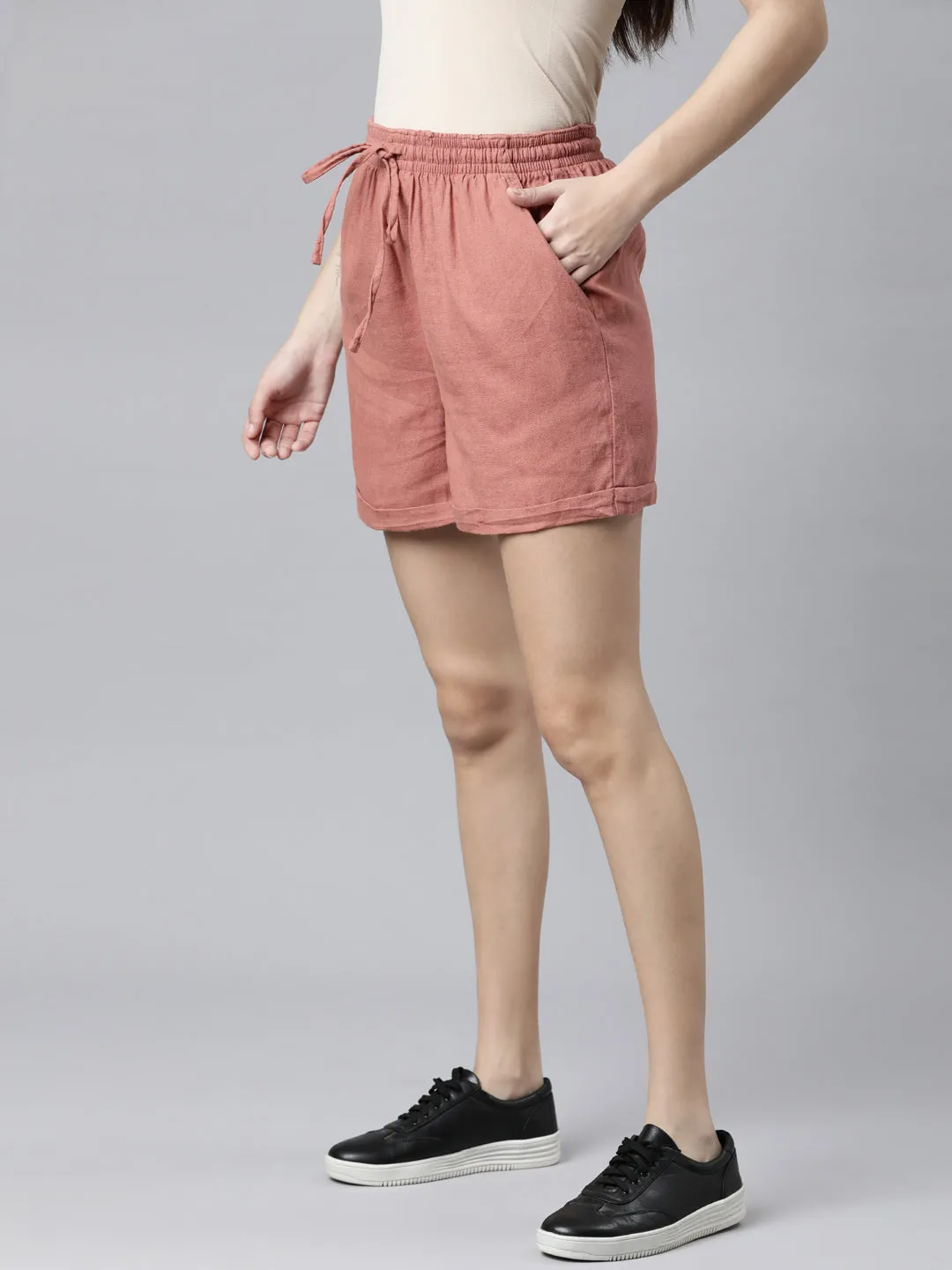 Rust Linen Shorts