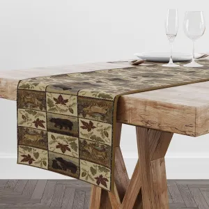 Rustic Cabin Table Runner Farmhouse Country Antique Bear Forest Vintage Wood Hunting Camping Kitchen Dinner Runner for Indoor Home Living Room Party Dining Table Decoration 13"x70"