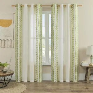 Rustic Curtains 84 Inch Length 2 Panels set Bohemian Curtains for Bedroom Living Room Grommet Semi Sheer Flax Linen Drapes for Dining Room Balcony Office Farmhouse Decor, 52x84 Inches Long, Sage Green