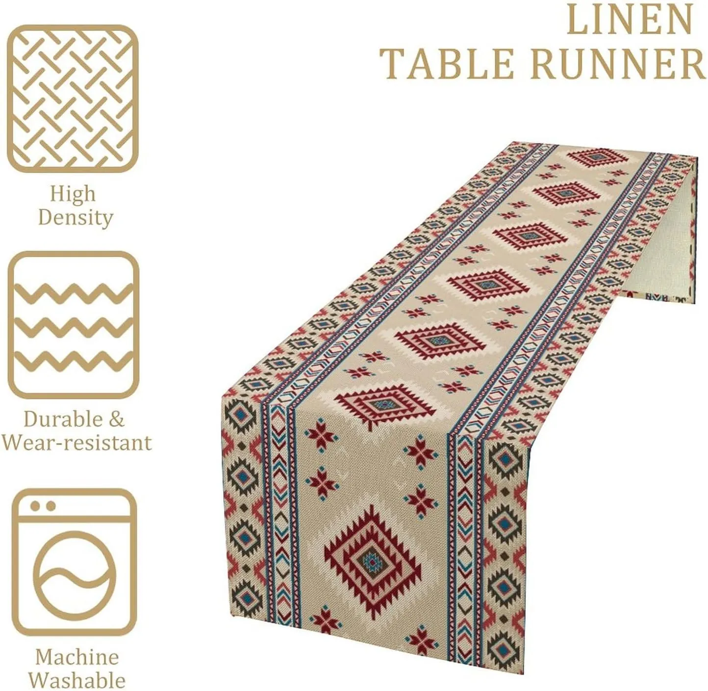 Rustic Ethnic African Table Runner Vintage Tribal Aztec Southwestern Native American Runner for Kitchen Table Dining Room Coffe 13x60 inch