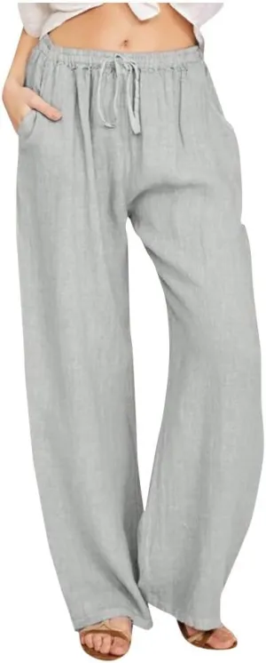 Ruziyoog Women's Cotton Linen Pants Summer Drawstring Waist Wide Leg Lounge Palazzo Pants Casual Loose Yoga Trousers