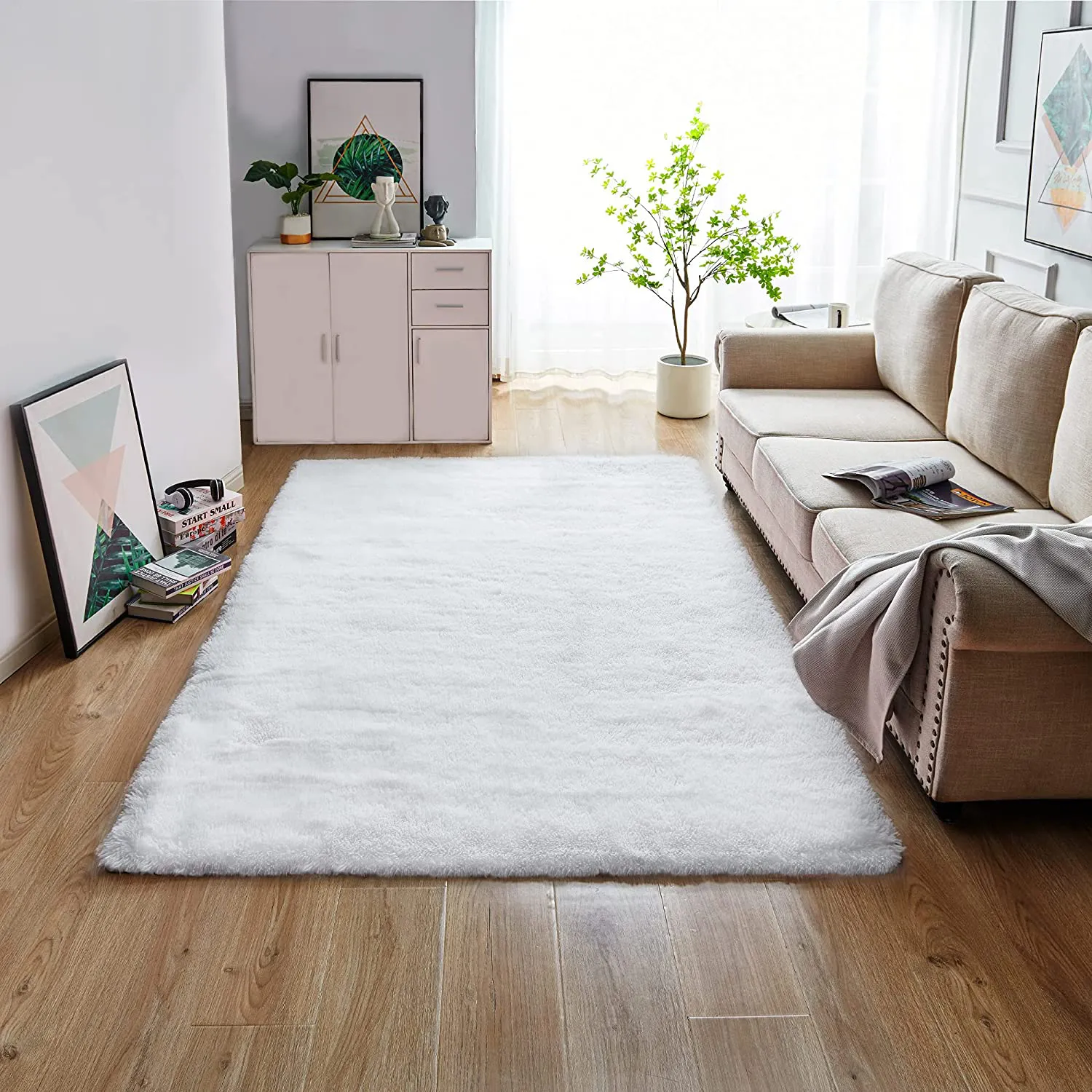 Rynx | GKLUCKIN Shag Ultra Soft Area Rug, Fluffy 4'x6' Purple Rugs Plush Non-Skid Indoor Fuzzy Faux Fur Rugs Furry Accent Rugs for Living Room Bedroom Kids Room Playroom Decor
