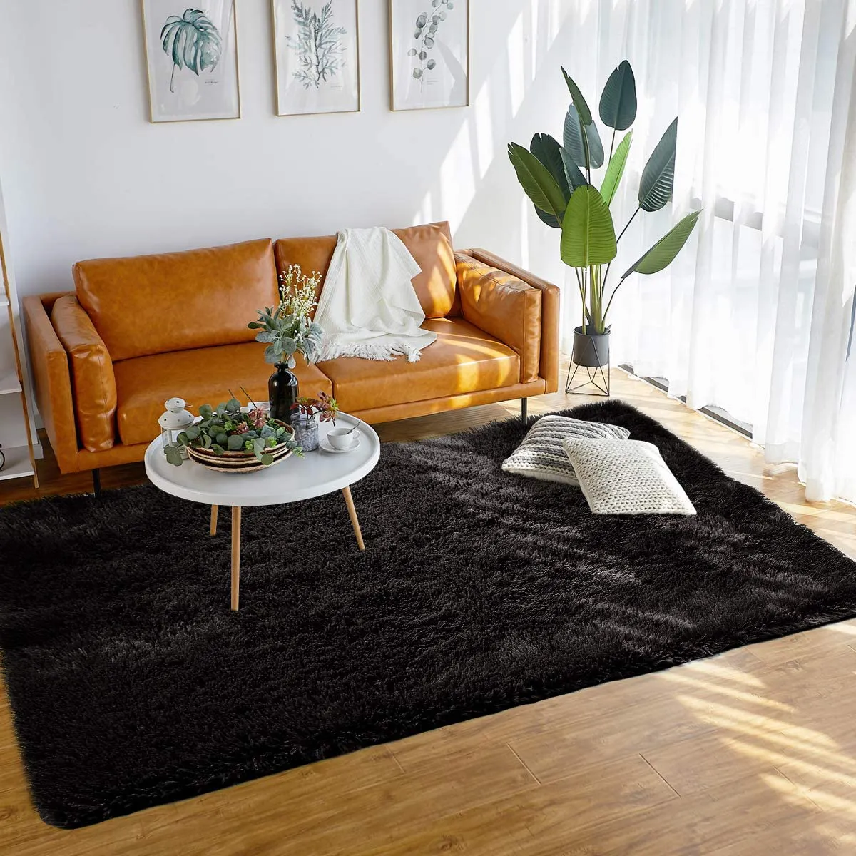 Rynx | Merelax Soft Modern Indoor Large Shaggy Rug For Bedroom Livingroom Dorm Kids Room Home Decorative, Non-Slip Plush Fluffy Furry Fur Area Rugs Comfy Nursery Accent Floor Carpet 5x8 Feet, Pink