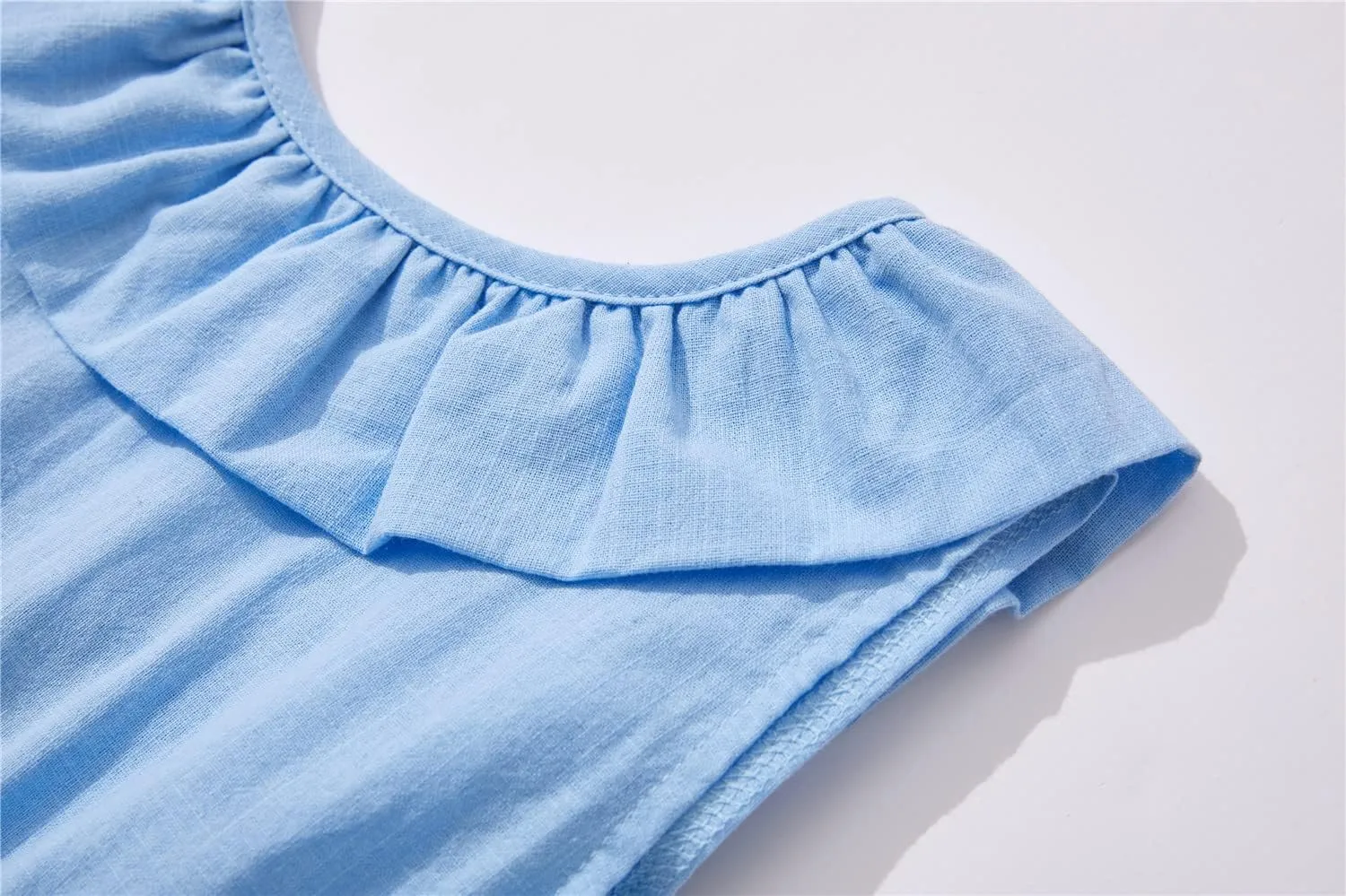 Rysly Toddler Baby Girls Cotton Linen Plaid Dress with Ruffle Back Straps and Bow Kids Casual Dress
