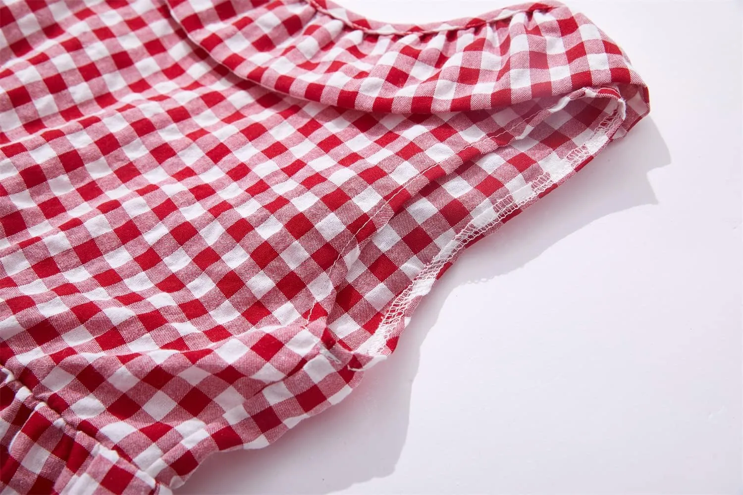 Rysly Toddler Baby Girls Cotton Linen Plaid Dress with Ruffle Back Straps and Bow Kids Casual Dress