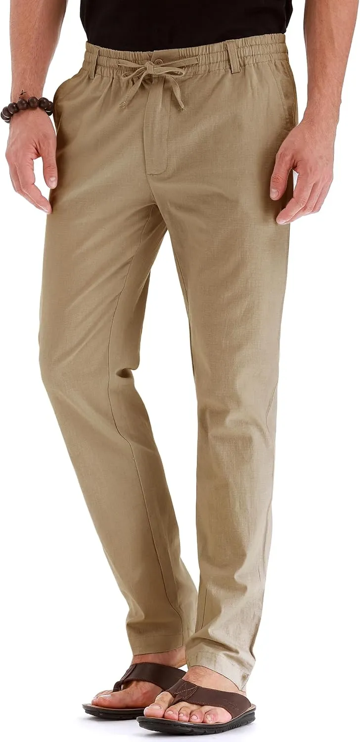 Sailwind Men's Drawstring Linen Pants Casual Summer Beach Loose Trousers