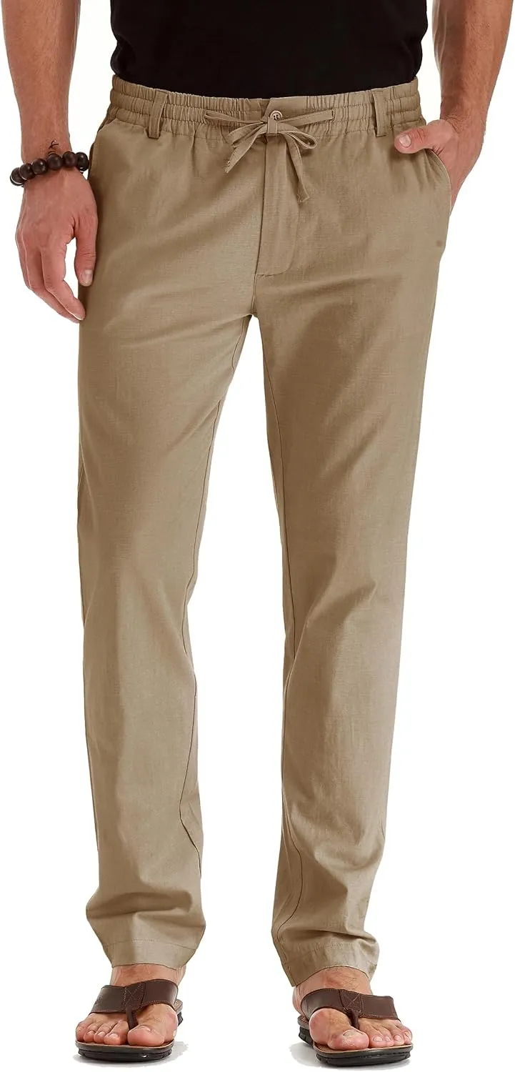 Sailwind Men's Drawstring Linen Pants Casual Summer Beach Loose Trousers