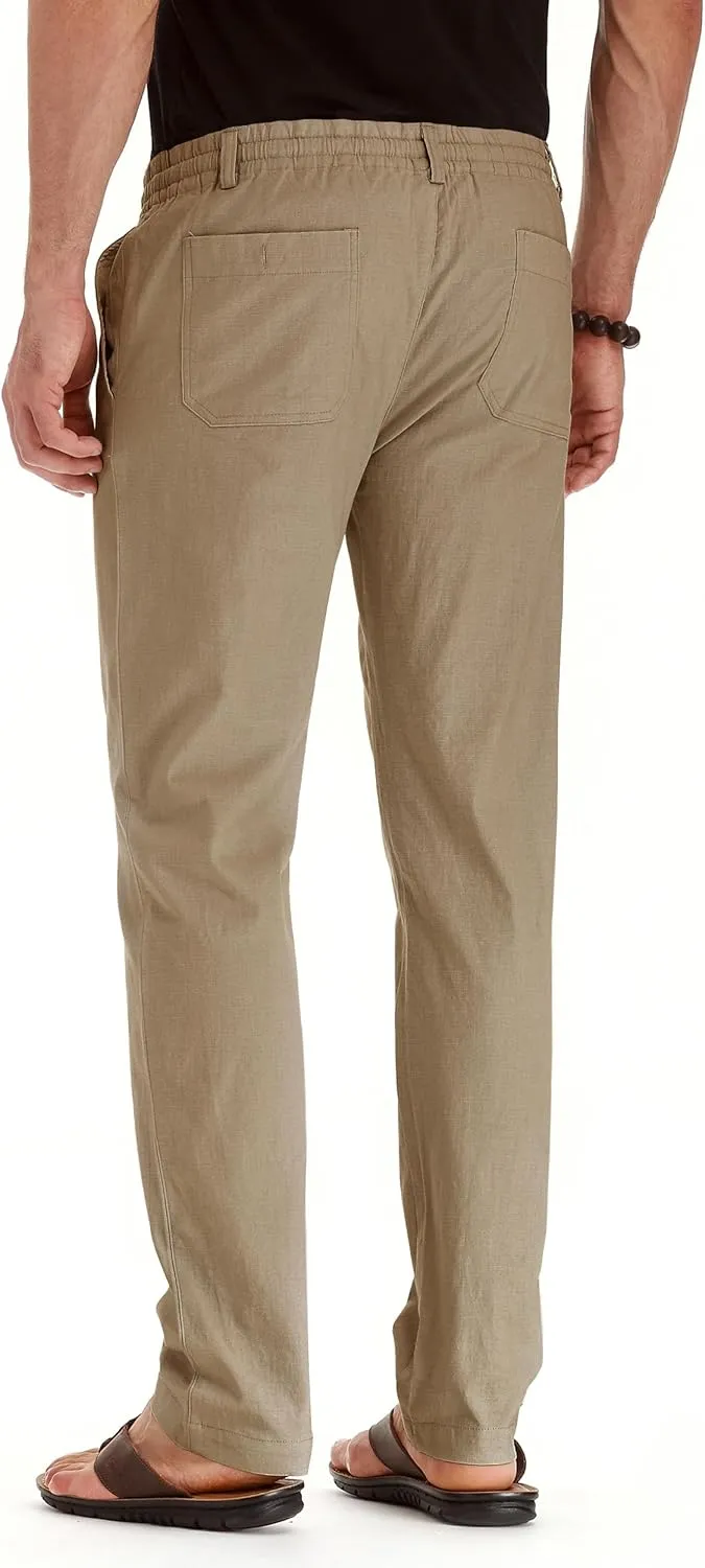 Sailwind Men's Drawstring Linen Pants Casual Summer Beach Loose Trousers