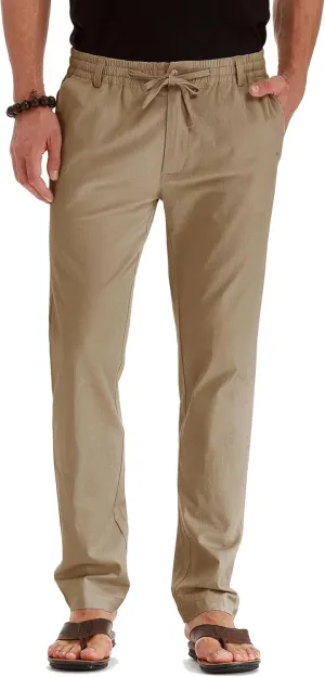 Sailwind Men's Drawstring Linen Pants Casual Summer Beach Loose Trousers