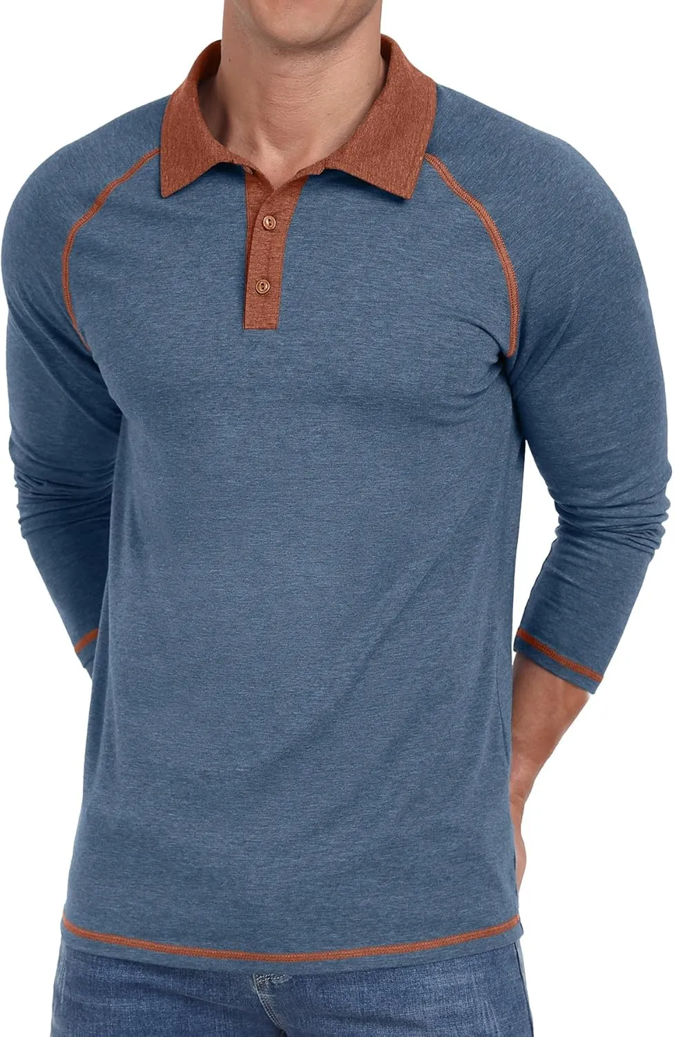 Sailwind Mens Long Sleeve Polo Shirts Cotton Fashion Casual Raglan Golf Shirts