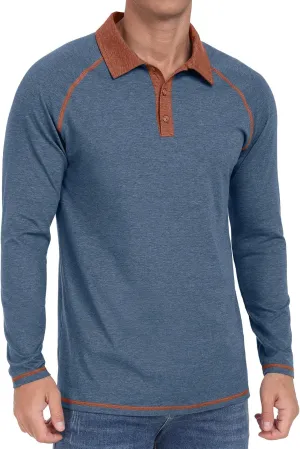 Sailwind Mens Long Sleeve Polo Shirts Cotton Fashion Casual Raglan Golf Shirts