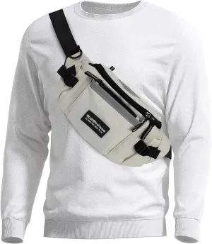SAMAZON White Crossbody Waist Bag for Men & Women – Stylish Water-Resistant Sling Bag with Adjustable Strap, Multi-Pocket Fanny Pack for Travel, Hiking, Outdoor, and Everyday Use