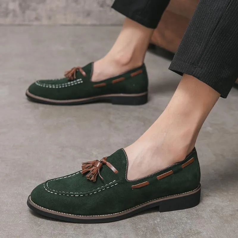 Santimon Men's Vintage Loafers for Men Tassel Loafers Slip-on Moccasin Loafer Casual Suede Leather Driving Loafers