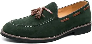 Santimon Men's Vintage Loafers for Men Tassel Loafers Slip-on Moccasin Loafer Casual Suede Leather Driving Loafers