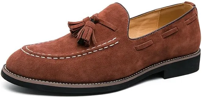 Santimon Men's Vintage Loafers for Men Tassel Loafers Slip-on Moccasin Loafer Casual Suede Leather Driving Loafers