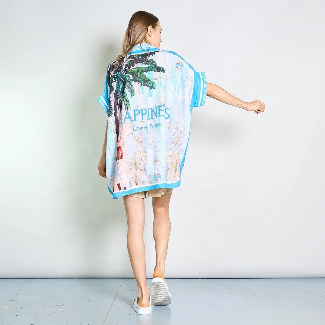 Scenic nature road and river print oversized shirt wholesale