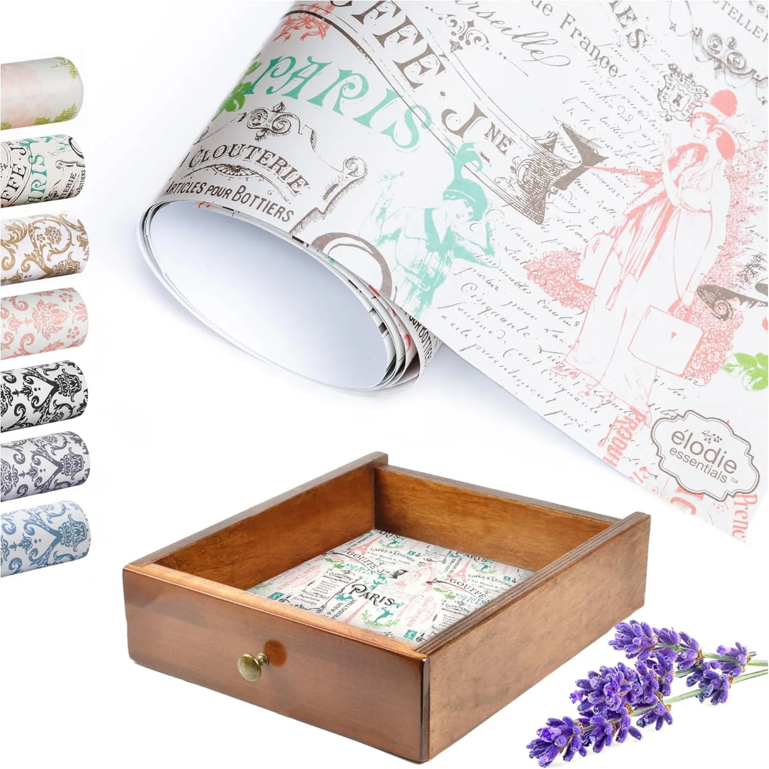 Scented Drawer and Shelf Liners - Vintage Charm - Six (6) Large 14 x 19.6 Inch Sheets - Non-Adhesive Paper Sheets for Closet Shelves and Dresser Drawers - (Vintage Paris)