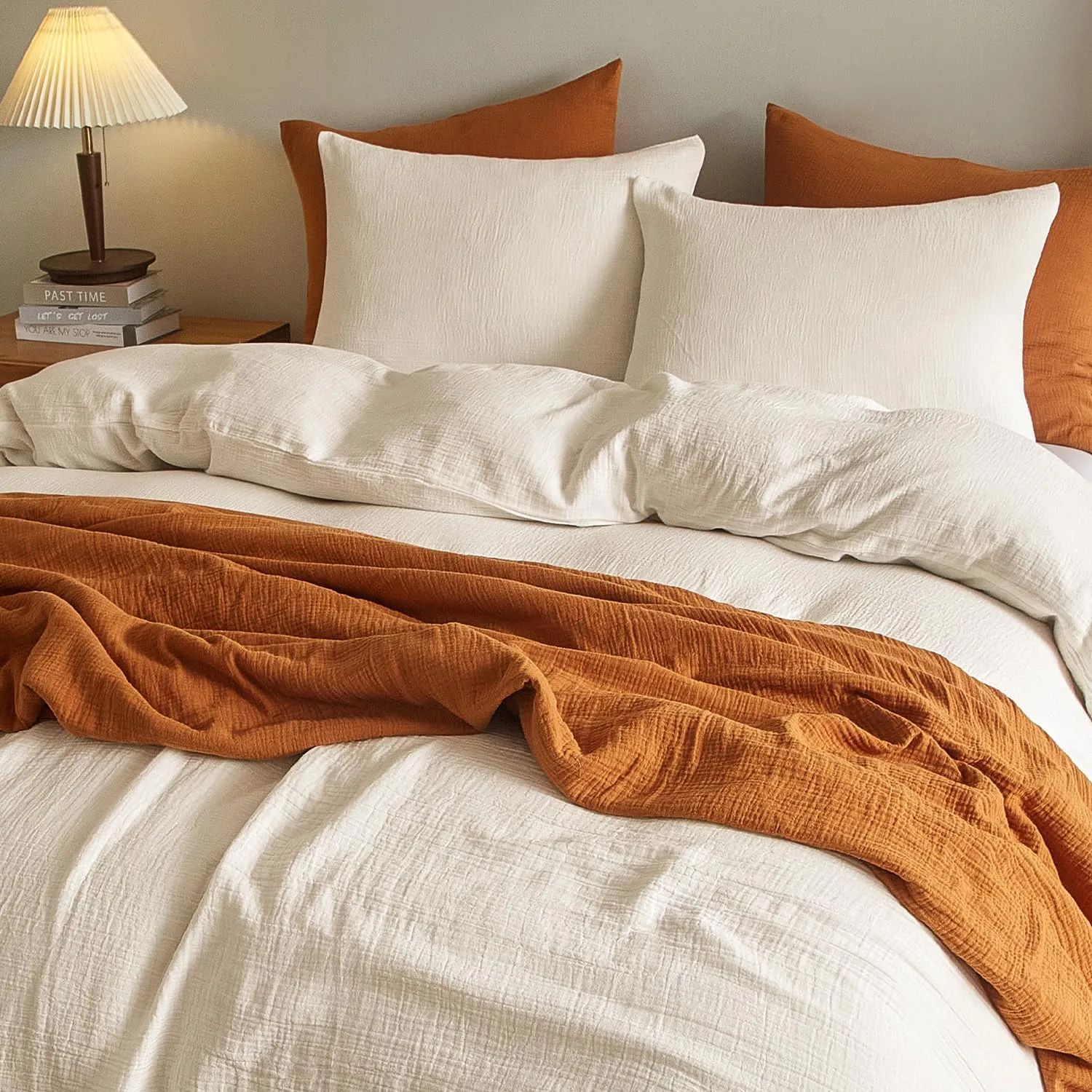 SE SOFTEXLY Muslin Pillowcases Standard Size 100% Cotton, 2 Pack Linen Like Pillow Shams with Envelope Closure, Ultral Soft and Breathable Pillow Case Covers, Off-White, 20" X 26", No Filling