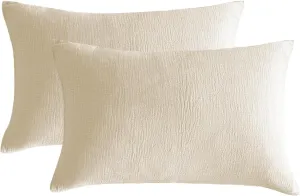 SE SOFTEXLY Muslin Pillowcases Standard Size 100% Cotton, 2 Pack Linen Like Pillow Shams with Envelope Closure, Ultral Soft and Breathable Pillow Case Covers, Off-White, 20" X 26", No Filling
