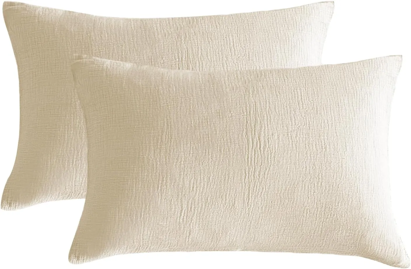 SE SOFTEXLY Muslin Pillowcases Standard Size 100% Cotton, 2 Pack Linen Like Pillow Shams with Envelope Closure, Ultral Soft and Breathable Pillow Case Covers, Off-White, 20" X 26", No Filling