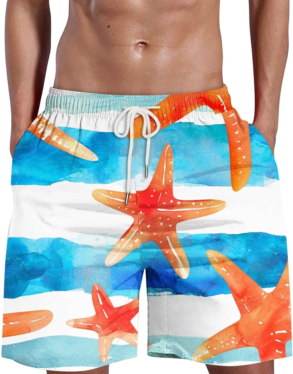 Sets for Men Summer Digital Print Drawstring Tie Elastic Waist Casual Fashion Beach Shorts Beach Shorts Swim Mens