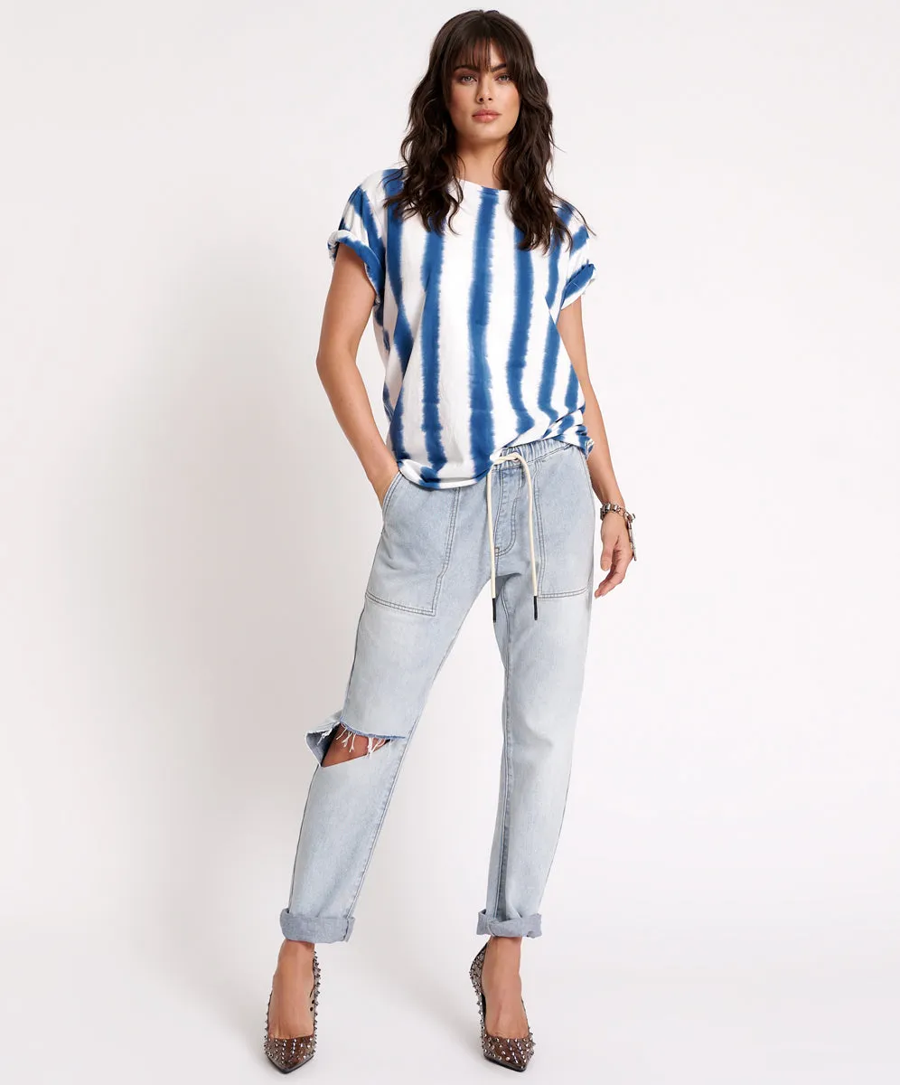 Shabbies Low Waist Drawstring Boyfriend Denim Jeans - Dream