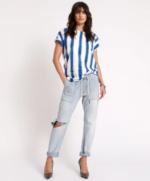 Shabbies Low Waist Drawstring Boyfriend Denim Jeans - Dream
