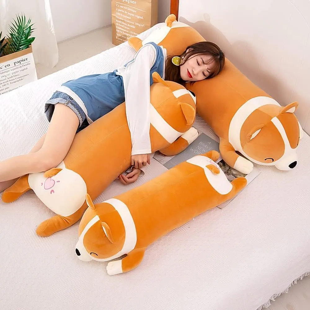 Shiba Inu Plush - Long Soft Dog Pillow, Cute Corgi Akita Plush Toy, Yellow (80cm/31.5inch)