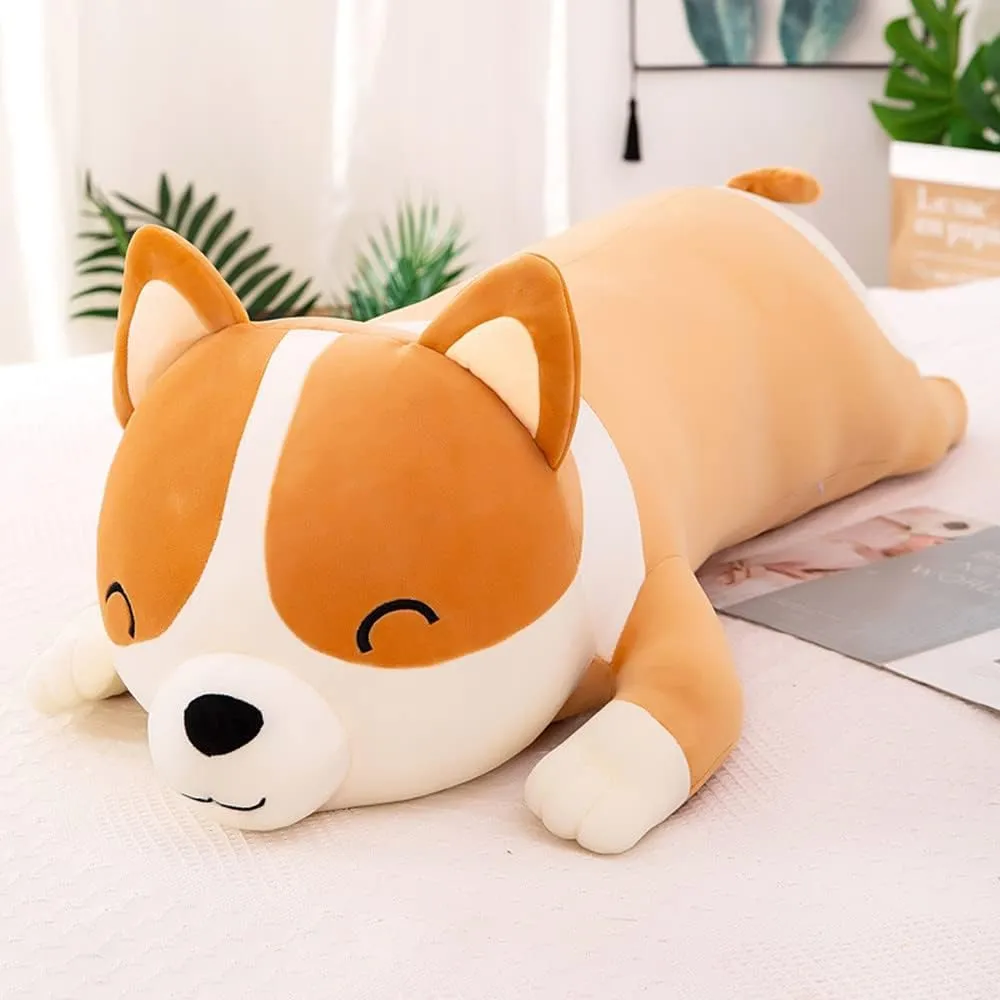 Shiba Inu Plush - Long Soft Dog Pillow, Cute Corgi Akita Plush Toy, Yellow (80cm/31.5inch)