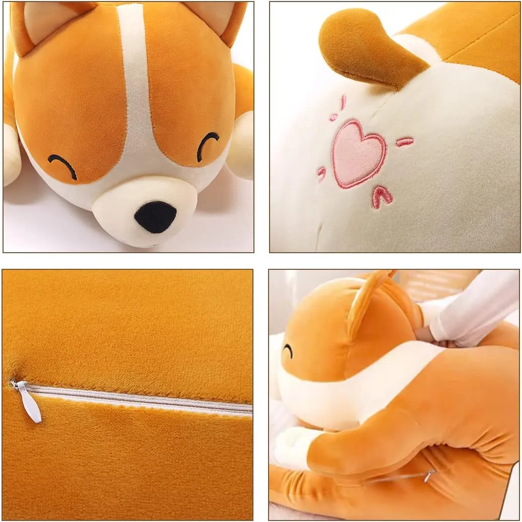Shiba Inu Plush - Long Soft Dog Pillow, Cute Corgi Akita Plush Toy, Yellow (80cm/31.5inch)