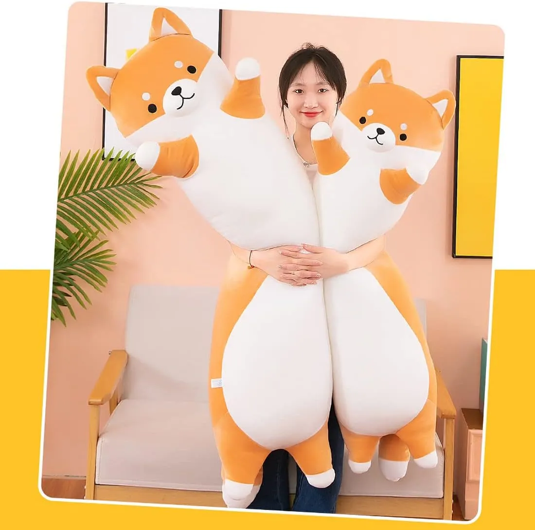 Shiba Inu Soft Plush Pillow Long Cute Corgi Dog Plush Husky Plush Pillow Akita Plushie Body Pillow Stuffed Animals Toy for Adults Kids Home Decor Gift, 70cm/27.55Inch
