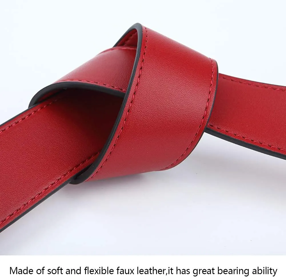 Shoulder-Strap Crossbody Bag Strap-Replacement Faux Leather Replacement-Strap For Purse Handbag (Red)
