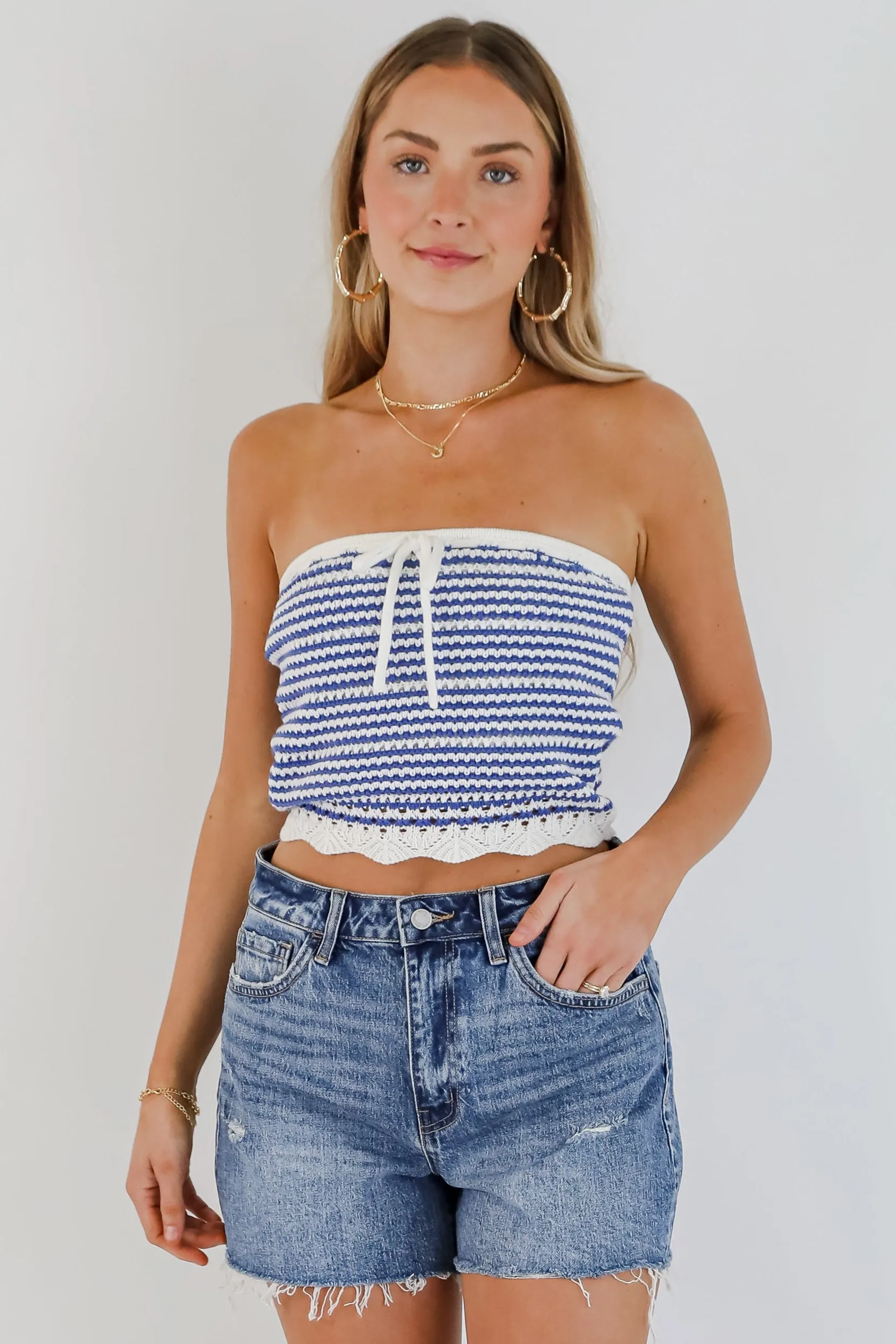 Sienna Medium Wash Super High-Rise Distressed Denim Shorts