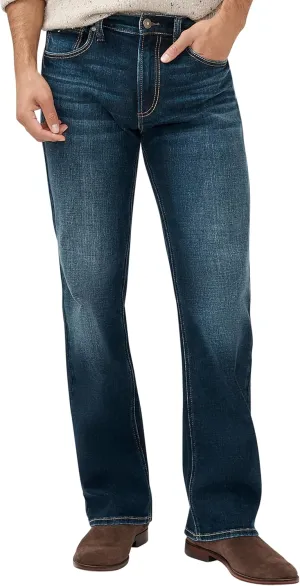 Silver Jeans Co. Men's Zac Relaxed Fit Straight Leg Jeans, Dark Wash Indigo, 34W x 30L