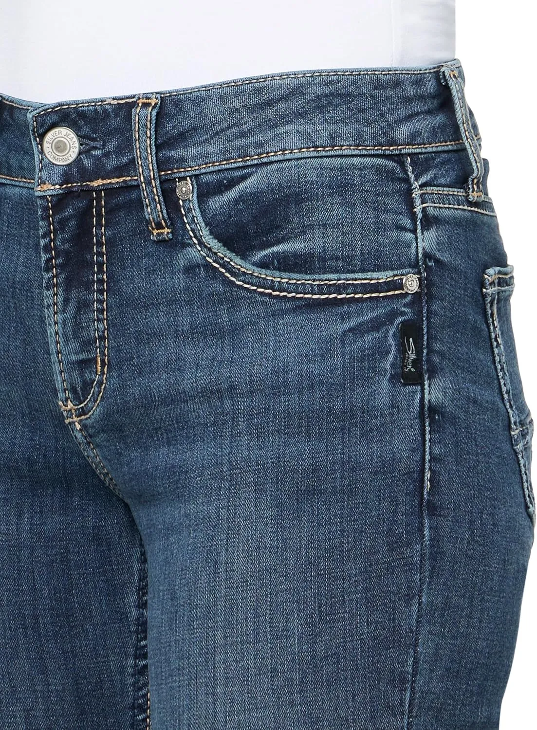 Silver Jeans Co. Women's Elyse Mid Rise Comfort Fit Slim Bootcut Jeans