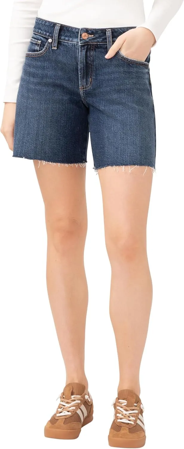 Silver Jeans Co. Women's Suki Mid Rise Curvy Fit Long Shorts